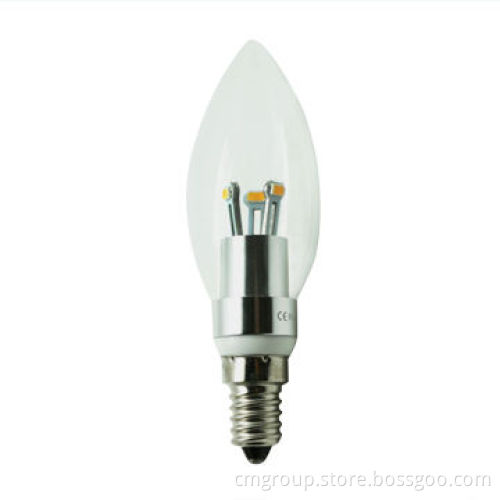 3W LED candle bulb,E12/E14/E17/E26/E27/B15/B22 base,180-210lm; beam angle 360°, CRI>85Ra,CE/RoHS